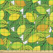 Bahçe Parça Kumaş Yaprakları ile Vintage Limon Ağacı Deseni