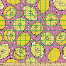 Tropikal Parça Kumaş Noktalar ile Yarım ve Tam Limon İkonları