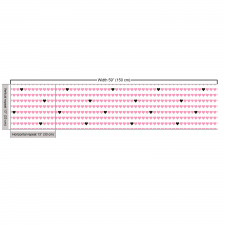 Sevimli Parça Kumaş Sıralı Kalp İkonları ile Siluetleri Deseni