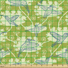 Kuşlar Parça Kumaş Ağaç ve Kuş Desenli