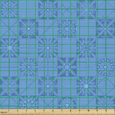 Kış Parça Kumaş Kare İçinde Çapraz Çizgiler ve Kar Taneleri