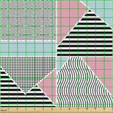 Geometrik Parça Kumaş Dalgalı ve Düz Çizgiler ile Üçgen Kareler
