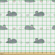 Hayvan Parça Kumaş Beyaz Fon Üzerindeki Sevimli Fareler Desenli