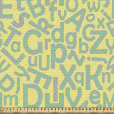 Alfabe Parça Kumaş Yakın Tonlarda Dağınık İrili Ufaklı Harfler