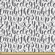 Alfabe Parça Kumaş Eğik Kıvrımlı Çizgilerle Çizilmiş Harfler