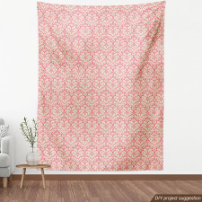 Floral Parça Kumaş Pembe Damask Çiçekli Duvar Kağıdı Desenli