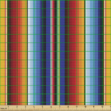 Geometrik Parça Kumaş Dikey Tekrarlanmış Rengarenk Şeritler