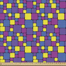 Geometrik Parça Kumaş Morlu Sarılı ve Mavili Kareler Desenli