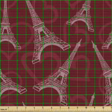 Avrupa Parça Kumaş Kalpler ile Eyfel Kulesinin Romantik Çizimi