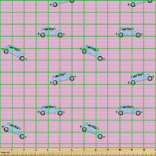 Otomobil Parça Kumaş Pembe Fonlu Klasik Araba