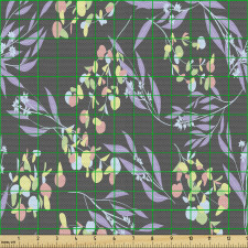Doğa Parça Kumaş Tekrarlanmış Mor Renkli Uzun Gövdeli Yapraklar