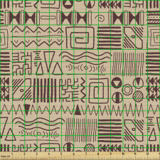 Folk Parça Kumaş Sık Tekrarlanmış Eskitilmiş Geometrik Şekiller
