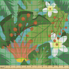 Tropikal Parça Kumaş Egzotik Orman Çiçekleri