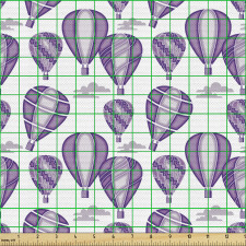 Mor Parça Kumaş Romantik ve Sevimli Uçan Hava Balonları Deseni