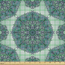 Etnik Parça Kumaş Mandala Görünümlü Mozaik Yuvarlak Bohem Stil