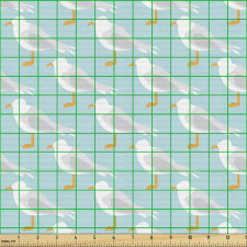 Kuş Parça Kumaş Simetrik Çapraz Stilde Martı Figürleri Desen