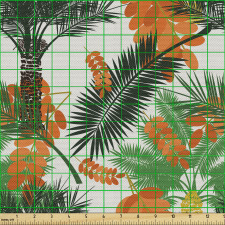 Botanik Parça Kumaş Hurma Ağacı Meyvesi ve Yaprakları Çizimi