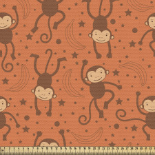Sevimli Parça Kumaş Eğlenceli Zıplayan Maymunlar ve Yıldızlar
