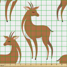 Karikatür Parça Kumaş Sevimli ve Zarif Tekrarlı Antilop Çizimi