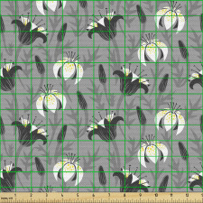 Botanik Parça Kumaş Akromatik Klasik Zambak Lale Çiçekleri 