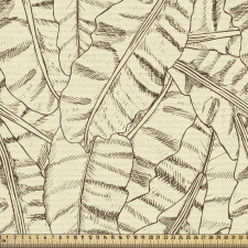 Tropik Parça Kumaş Skeç Çizim Detaylı Egzotik Doğa Yapraklar
