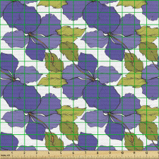 Botanik Parça Kumaş Tekrarlı Mavimsi Ebegümeci Çiçekleri Çizimi