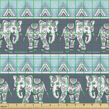 Etnik Parça Kumaş Otantik Bohem Hint Süslemeli Fil Motifleri 
