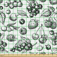 Meyve Parça Kumaş Karakalem Çizimli Vintage Yuvarlak Dutlar 