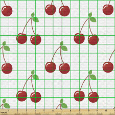 Moda Parça Kumaş Simetrik ve Parlak Dolgun Kiraz Dalları Çizimi