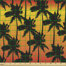 Tropik Parça Kumaş Tekrarlı California Palmiye Ağaçları Motifi