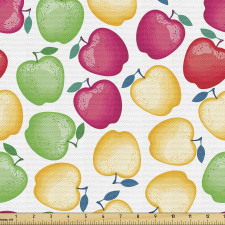 Meyve Parça Kumaş Farklı Bahar Renklerinde Sevimli Elmalar