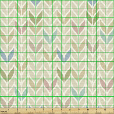 Botanik Parça Kumaş Pastel Tonda Soyut Yaprak Esintili Şeritler