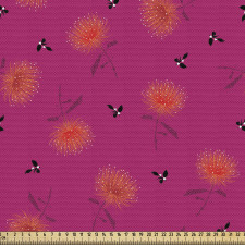 Botanik Parça Kumaş Soyut Romantik Karahindiba Çiçek Dalları 