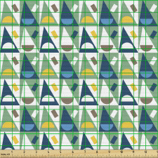Geometrik Parça Kumaş Eğlenceli Çağdaş Tasarımlı Üçgen Motifler