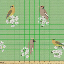 Kuş Parça Kumaş Vintage Stilde Minik Serçeler ve Çiçek Buketi