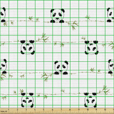 Doğa Parça Kumaş Bambulu Dal Şeritleri Üzerinde Panda Desenleri