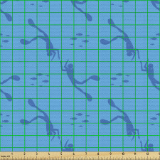 Dalgıç Parça Kumaş Balıklar Arasında Yüzen İnsan Silüeti Çizimi