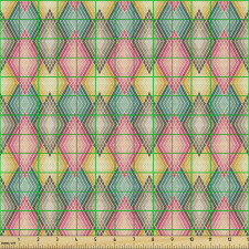 Geometrik Parça Kumaş Çeşitli Renklerde Elmas Şeklinde Desenler