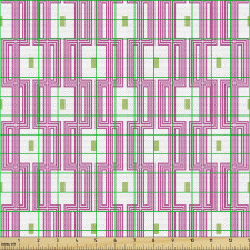Geometrik Parça Kumaş Modern Sanatsal Tekrarlı Çizgili Kareler 