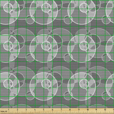 Geometrik Parça Kumaş Akromatik Bağıntılı Tekrarlı Daireler 