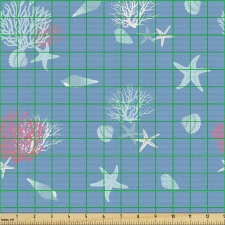 Sualtı Parça Kumaş Soyut Minimal Deniz Mercanları Yıldızları