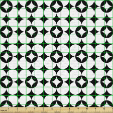 Geometrik Parça Kumaş Monokrom Yuvarlak Simetrik Mozaik Desen