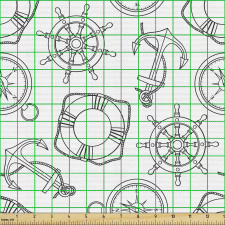 Denizcilik Parça Kumaş Kesintisiz Dümen Çapa Simit El Çizimleri