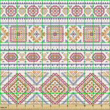 Bohem Parça Kumaş Pastel Tonda Geometrik Kilim Efektli Motifler