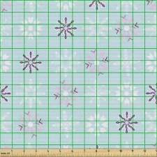Kış Parça Kumaş Çapraz Tekrarlı Pastel Kristal Kar Taneleri 