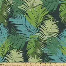 Tropik Parça Kumaş Egzotik Renklerde Jungle Palmiye Yaprakları 