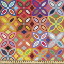 Floral Parça Kumaş Geometrik Çiçek Desenli Fayans Görünümü