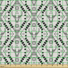 Bohem Parça Kumaş Monokrom Etnik Geometrik Ok Hayvan Motifleri