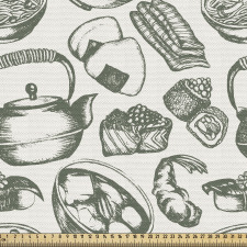 Yemek Parça Kumaş Monokrom Vintage Mutfak Gereçleri Çizimi