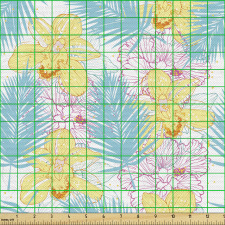 Hawaii Parça Kumaş Rengarenk Aloha Çiçekleri Bitkileri Tasarımı